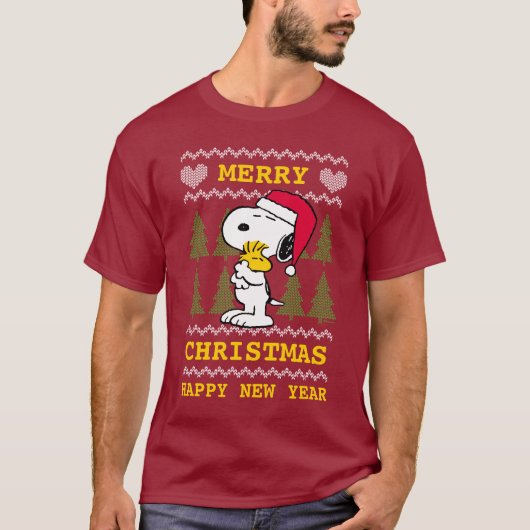 Erdnüsse | Snoopy & Woodstock Santa Claus Hug T-Shirt (Vorderseite)