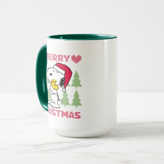 Erdnüsse | Snoopy & Woodstock Santa Claus Hug Tasse (Vorderseite Links)