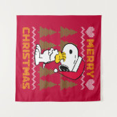 Erdnüsse | Snoopy & Woodstock Santa Claus Hug Wandteppich (Vorderseite (Horizontal))