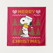 Erdnüsse | Snoopy & Woodstock Santa Claus Hug Wandteppich (Vorderseite)