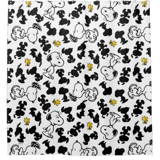 Erdnüsse | Snoopy & Woodstock-Schattenmuster Duschvorhang (Vorderseite)