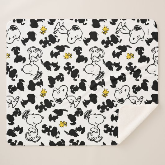 Erdnüsse | Snoopy & Woodstock-Schattenmuster Sherpadecke (Vorderseite (Horizontal))