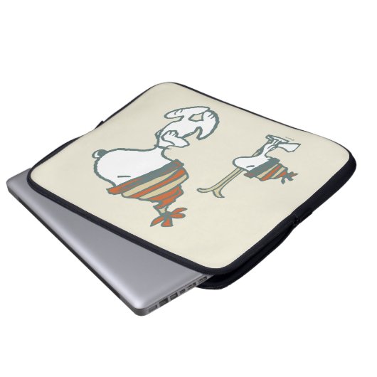 Erdnüsse | Snoopy & Woodstock Ski Trip 2 Laptopschutzhülle (Vorne Knopf)