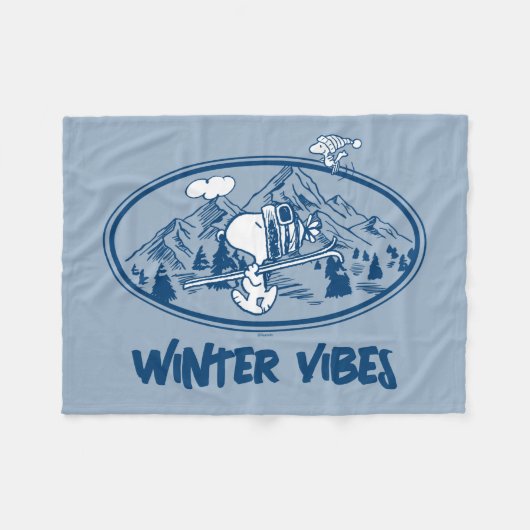 Erdnüsse | Snoopy & Woodstock Skifahren Fleecedecke (Vorderseite (Horizontal))