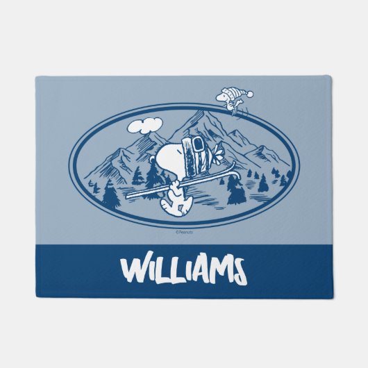 Erdnüsse | Snoopy & Woodstock Skifahren Fußmatte (Vorderseite)