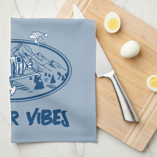 Erdnüsse | Snoopy & Woodstock Skifahren Geschirrtuch (Viertel Falte)