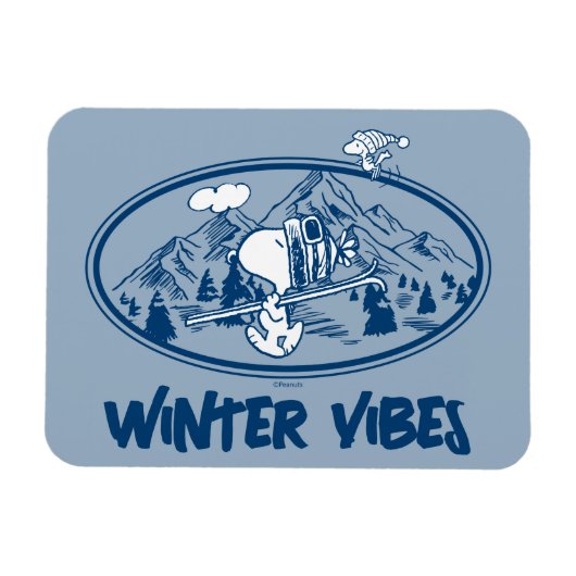 Erdnüsse | Snoopy & Woodstock Skifahren Magnet (Horizontal)