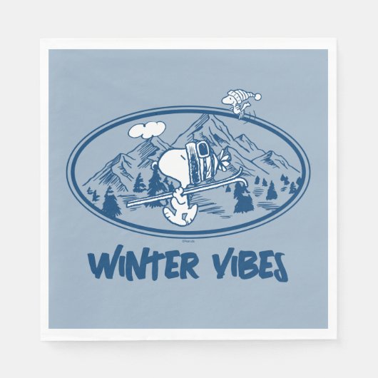 Erdnüsse | Snoopy & Woodstock Skifahren Serviette (Vorderseite)