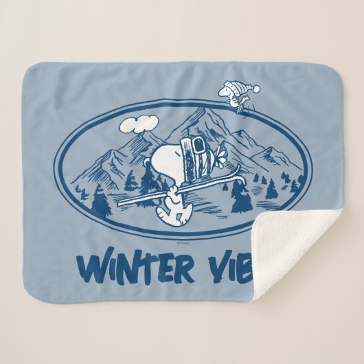 Erdnüsse | Snoopy & Woodstock Skifahren Sherpadecke (Vorderseite (Horizontal))
