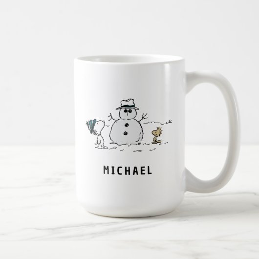 Erdnüsse | Snoopy & Woodstock Snowman | Name hinzu Kaffeetasse (Rechts)