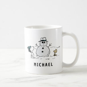 Erdnüsse Snoopy & Woodstock Snowman Name hinzu Kaffeetasse