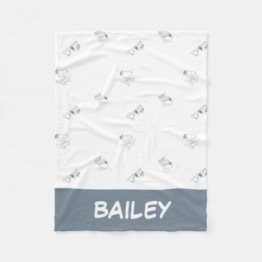 Erdnüsse | Snoopy & Woodstock Soft Grau Muster Fleecedecke (Vorderseite)