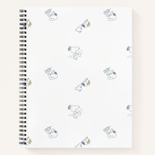 Erdnüsse | Snoopy & Woodstock Soft Grau Muster Notizblock (Vorderseite)