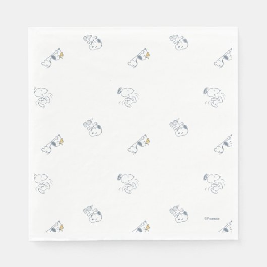 Erdnüsse | Snoopy & Woodstock Soft Grau Muster Serviette (Vorderseite)