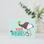 Erdnüsse | Snoopy & Woodstock Warme Wünsche Feiertagspostkarte (Stehend Vorderseite)