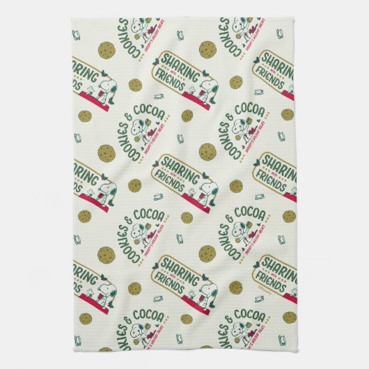 Erdnüsse | Snoopy & Woodstock Warmes Kakaomuster Geschirrtuch (Vertikal)