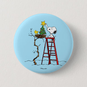 Erdnüsse Snoopy & Woodstock Weihnachtsbaum Button