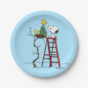 Erdnüsse Snoopy & Woodstock Weihnachtsbaum Pappteller