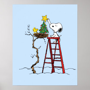 Erdnüsse   Snoopy & Woodstock Weihnachtsbaum Poster