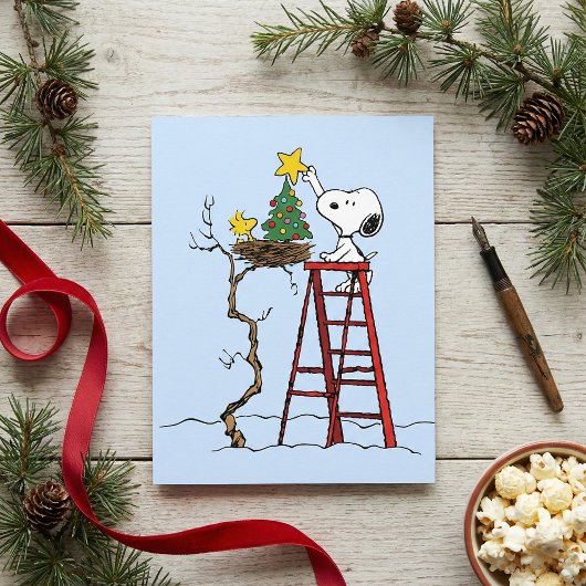 Erdnüsse | Snoopy & Woodstock Weihnachtsbaum Postkarte