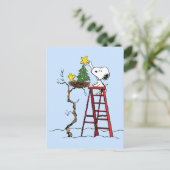 Erdnüsse | Snoopy & Woodstock Weihnachtsbaum Postkarte (Stehend Vorderseite)