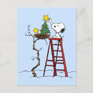 Erdnüsse   Snoopy & Woodstock Weihnachtsbaum Postkarte