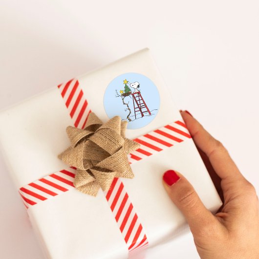 Erdnüsse | Snoopy & Woodstock Weihnachtsbaum Runder Aufkleber