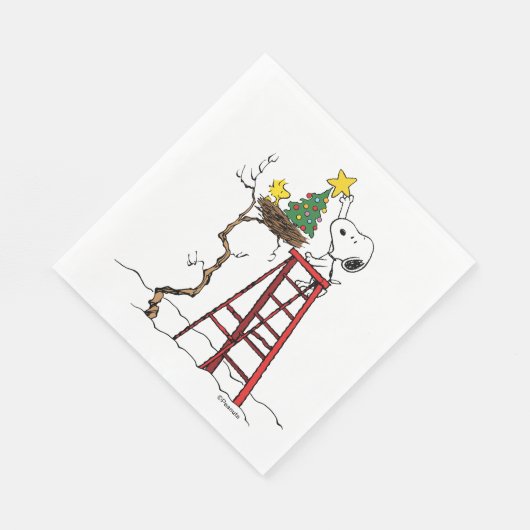 Erdnüsse | Snoopy & Woodstock Weihnachtsbaum Serviette (Ecke)