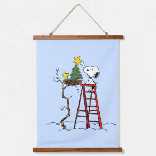 Erdnüsse Snoopy & Woodstock Weihnachtsbaum Wandteppich Mit Holzrahmen