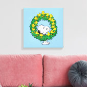 Erdnüsse | Snoopy & Woodstock Weihnachtskranz Leinwanddruck (Insitu (Wohnzimmer))