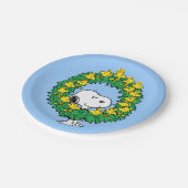 Erdnüsse | Snoopy & Woodstock Weihnachtskranz Pappteller (Schrägansicht)