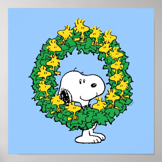 Erdnüsse | Snoopy & Woodstock Weihnachtskranz Poster (Vorne)