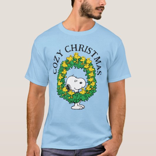 Erdnüsse | Snoopy & Woodstock Weihnachtskranz T-Shirt (Vorderseite)