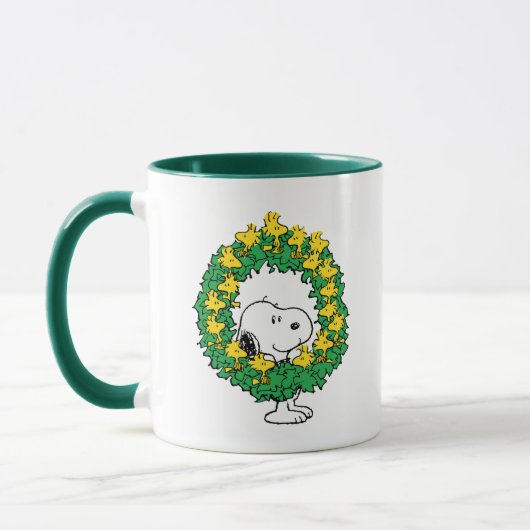 Erdnüsse | Snoopy & Woodstock Weihnachtskranz Tasse (Links)