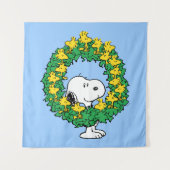 Erdnüsse | Snoopy & Woodstock Weihnachtskranz Wandteppich (Vorderseite)