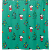 Erdnüsse | Snoopy & Woodstock Weihnachtsmuster Duschvorhang (Vorderseite)