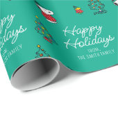 Erdnüsse | Snoopy & Woodstock Weihnachtsmuster Geschenkpapier (Rolleneckpunkt)