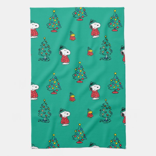 Erdnüsse | Snoopy & Woodstock Weihnachtsmuster Geschirrtuch (Vertikal)