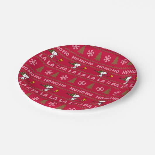 Erdnüsse | Snoopy & Woodstock Weihnachtssüßer Pappteller (Schrägansicht)