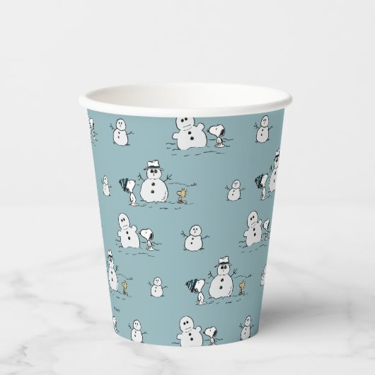 Erdnüsse | Snoopy & Woodstock Winter Break Pattern Pappbecher (Vorderseite)