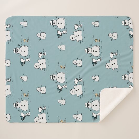 Erdnüsse | Snoopy & Woodstock Winter Break Pattern Sherpadecke (Vorderseite (Horizontal))