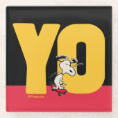 Erdnüsse | Snoopy YO Skateboard Glasuntersetzer (Vorderseite)