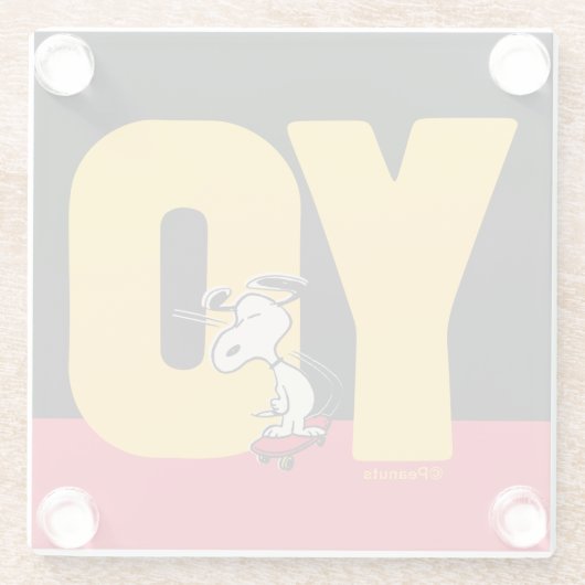 Erdnüsse | Snoopy YO Skateboard Glasuntersetzer (Rückseite)
