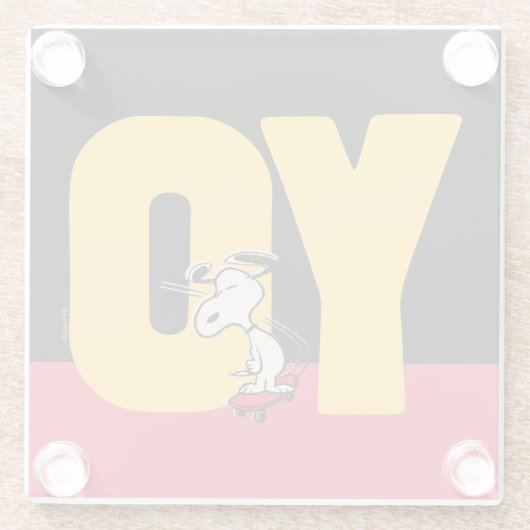 Erdnüsse | Snoopy YO Skateboard Glasuntersetzer (Rückseite)