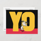 Erdnüsse | Snoopy YO Skateboard Postkarte (Vorne/Hinten)