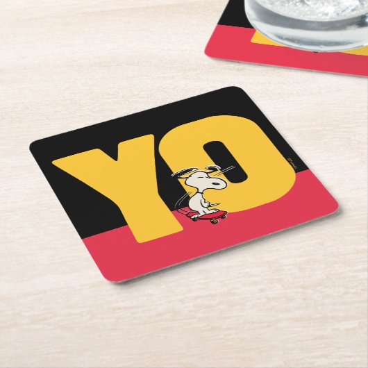 Erdnüsse | Snoopy YO Skateboard Rechteckiger Pappuntersetzer (angewinkelt)