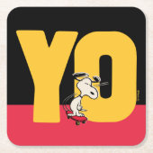 Erdnüsse | Snoopy YO Skateboard Rechteckiger Pappuntersetzer (Vorderseite)