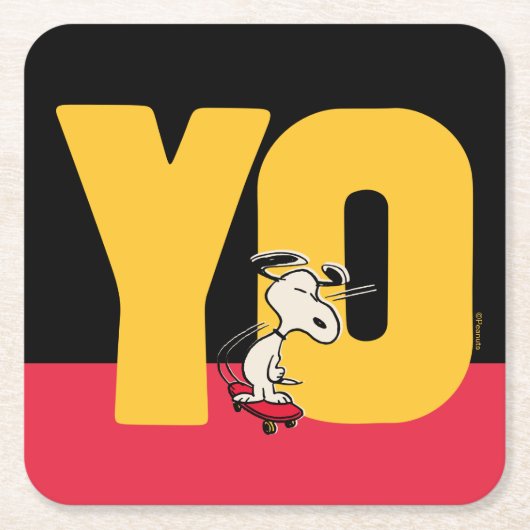 Erdnüsse | Snoopy YO Skateboard Rechteckiger Pappuntersetzer (Vorderseite)