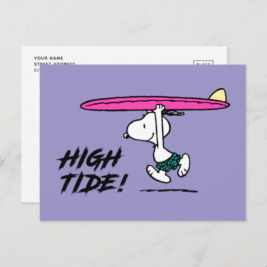 Erdnüsse | Snoopy zum Surfen Postkarte (Vorne/Hinten)