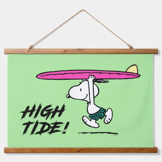 Erdnüsse | Snoopy zum Surfen Wandteppich Mit Holzrahmen (Vorne)